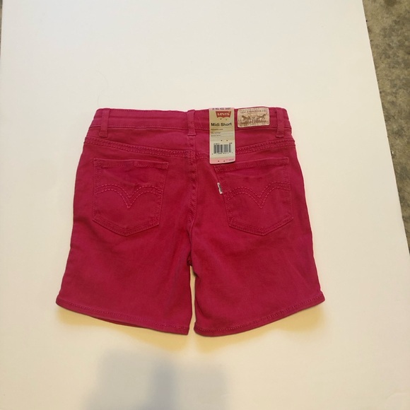 Levi’s Girls Denim Midi Short Fuchsia Adjustable Waist Size 10R - Picture 3 of 7